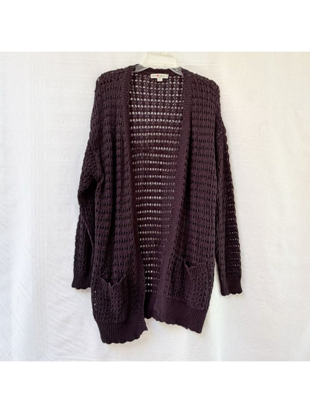 Love Change Italy Women’s 2X Medium Black Goth Knit Open Front Cardigan Witchy